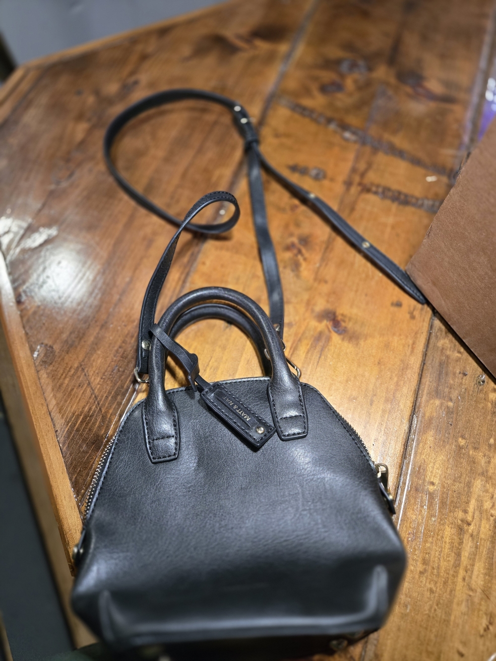 Matt & Nat Black Mini Dome Crossbody Satchel